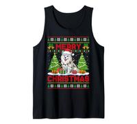 American Eskimo Ugly Christmas Sweaters Pet Dog Lights Xmas Tank Top