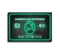 American Express Neon Motivational Wall Art No Limits Card Canvas Print Office Decor Investing Money Poster Investor Money Never Sleeps Sign, Office Living Room Bedroom Canvas Wall Decor Wall Art Boys