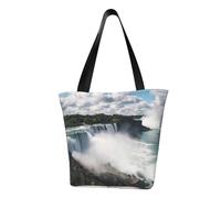 American Falls Fashion Canvas Tote Bag With All Over Print Design,Large Reusable Shopper Tote With Double Handles,Beach Tote, Weekend Bag