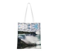 American Falls Fashion Canvas Tote Bag With All Over Print Design, Large Reusable Shopper Tote With Double Handles,Beach Tote, Weekend Bag