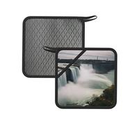 american falls Printed Silicone Pot Holders 1 Pair, Non-slip Heat Resistant Potholders for Kitchen Cooking Baking Grilling