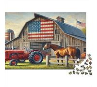 American Farm Scene Colourful Patriotic Barn 1000 Pcs Jigsaws for Adults The Impossible Challenge Fun Present 70x50cm/1000pcs