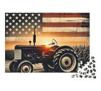 American Farm Tractor 1000pc Flag Tractor Art Heavy-duty Cardboard Jigsaw Puzzle for Brain Teaser Lovers Team Building Home Leisure Time holiday pastime 70x50cm/1000pcs