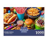 American Fast Food 1000 Piece Jigsaw Puzzle Paper for Adults Candy Feast Puzzle Game for Family Relaxation Focus Home Gift 38x26cm/1000pcs