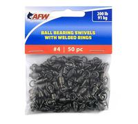 American Fishing Wire Black Ball Bearing Swivels (50 Pieces), Size 4, 200 Pound Test
