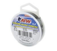 American Fishing Wire Surflon Micro Supreme, Nylon Coated 7x7 Stainless Steel Leader Wire, 40 lb Test, .024" Diameter, Black, 5 m