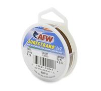 American Fishing Wire Surfstrand, Bare 1x7 Stainless Steel Leader Wire, 20 lb Test, 0.011" Diameter, Camo, 30 ft
