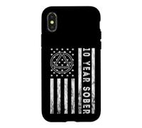 American Flag 10 Years Sober Sobriety Narcotics Anonymous Case for iPhone X/XS
