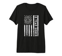 American Flag 10 Years Sober Sobriety Narcotics Anonymous Premium T-Shirt