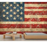 American Flag 3D Wallpaper, Retro National Flag Wall Mural, Independence Day Murals for Renters Living Room Bedroom Corridor TV Background Decor - 400x280cm