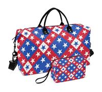 American Flag 4th July Overnight Travel Duffel Bag Carry On Weekend Bag Gym Sports Duffel Bags with Toiletry Bag for Trip 2 Pcs Set, American Flag 4th july, One Size