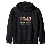 American Flag 86/47 Colonial and Fighter Jet Patriots 86 47 Zip Hoodie