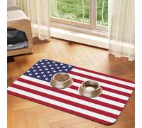 American Flag Absorbent Leather Pet Tablecloth Non-Slip Dining Pad For Puppy Kitten Food Water Bowls