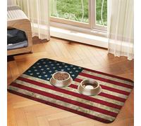 American Flag Absorbent Leather Pet Tablecloth Non-Slip Dining Pad For Puppy Kitten Food Water Bowls