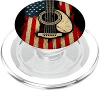 American Flag Acoustic Guitar Patriotic Music Design PopSockets PopGrip for MagSafe