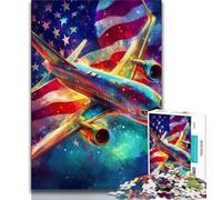 American Flag Airplane Puzzles 1000 Pieces for Teenagers,Help The Brain Exercise Addictive Toys to Cultivate Patience Unique Challenge Game (50x75cm)