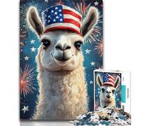 American Flag Alpaca 1000 Pieces Jigsaw Puzzles For Teens And Adults,Toys Educational Games Stress Relieving Great Gifts And Toys 38x26cm