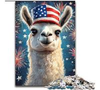 American Flag Alpaca Jigsaws Puzzles 1000 Pieces for Teenagers Gifts, Staycation Kill Time Birthday Present, Gifts, Wall Art for 14+ (50x75cm)