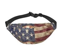 American flag and baseball Fanny Pack for Men Women Crossbody Waist Bag Everywhere Belt Bag Wallet Hip Bum Bag with Adjustable Strap Casual Chest Bag for Outdoor Hiking Cycling, Black, One Size
