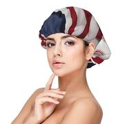 American Flag and Baseball Print Adult's Satin Sleeping Cap, Maintain Hairstyle, and Ensure Comfortable Sleep, 13 inches Black, Black, One size