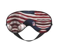 American Flag and Baseball Print Sleep Eye Mask with Adjustable Strap Soft for Airplane Travel Relax Yoga Nap Meditation