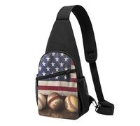 American Flag and Baseball Printed Sling Backpacks Casual Crossbody Shoulder Bag Chest Pack for Men Women