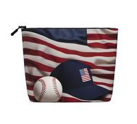 American Flag and Baseball Versatile Travel Toiletry Bag Makeup Bag, Perfect for Daily Use and Business Trips