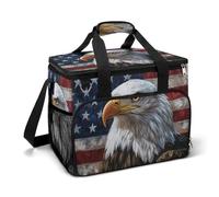 American Flag And Eagle Camping Cooler Bags Insulated Beach Cooler Portable Leak Proof Camping Cooler with Shoulder Strap