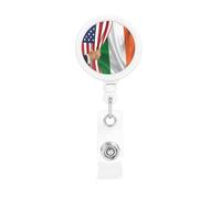 American Flag and Irish Flag Retractable Badge Holder Bulk ConvenientBadge Reels Badge Clip for NurseTeacher Student Office Staff Name Tag