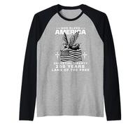 American Flag Angel 250 Years Vintage USA July 4 Raglan Baseball Tee