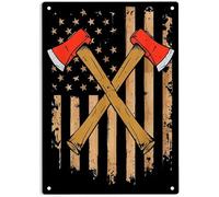 American Flag Axe Throwing Hatchet Thrower Signs Metal Tin Sign, American Flag Poster for Home/Office/Garages/Bedroom/Cafes Bars Pub/Man Cave Wall Decor Plaque Sign 12x8 Inch
