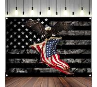 American Flag Backdrop Background for Photography 4th of July Photo Backdrop Independence Day for Photoshoot Bald Eagle Background Screen USA Flag Patriotic Video Recording Parties 7 x 5 ft, Black