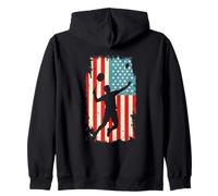 American Flag Badminton Player Racket Sport Zip Hoodie
