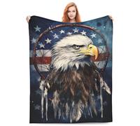 American Flag Bald Eagle Blanket Gifts Native American Dream Catcher Flannel Throw Blankets Soft Fuzzy Lightweight for Home Decor Couch Bed Sofa 80x60 Inches