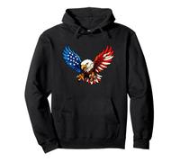 American Flag Bald Eagle Patriotic 4th of July USA Pullover Hoodie