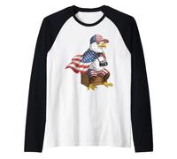 American Flag Bald Eagle USA 4th of July Patriotic Eagle Raglan Baseball Tee