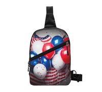 American Flag Balloons Printed Sling Bag Gym Bags for Men Women, Foldable Sports Shoulder Chest Bag for Running Hiking Cycling Travel Work