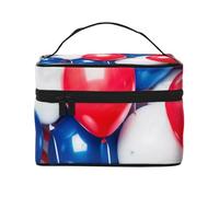 American Flag Balloons Printing Makeup Bag for Women Portable Travel Cosmetic Case Make Up Organizer Bag Beauty Box with Inner Pouch and Handle