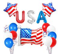 American Flag Balloons Red White and Blue Balloons for 4th of July Decorations Independence Day Patriotic Anniversary Birthday Wedding Nautical Party Supplies (USA01)