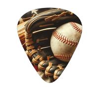 American-Flag-Baseball-Bat-Glove 12 Pack Guitar Picks With 3 Thicknesses And Storage Box, Abs Plectrums For Electric Bass Guitar Players