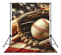 American-Flag-Baseball-Bat-Glove 5x7ft Photography Backdrop, Photo Background With Rod Pocket, Foldable Studio Backdrop For Birthday, Wedding, Party Decoration