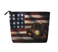 American Flag Baseball Print Makeup Bag, Toiletry Organizer,One Pack for Multiple Daily Uses, Business Trip Companion