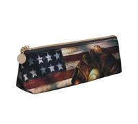 American Flag Baseball Print Stylish Triangular Pencil Case Pouch for Large-Capacity Stationery Organizer