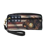 American Flag Baseball Print Women Makeup Bag Travel Companion Toiletry Storage Cosmetic Case for School Office