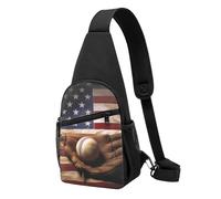 American Flag Baseball Printed Sling Backpacks Casual Crossbody Shoulder Bag Chest Pack for Men Women