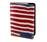 American Flag Baseball Printing Cowhide Passport Holder,Passport Cover,Travel Card Cover Case For Men Women,Documents Protector, Black, One Size
