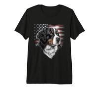 American Flag Bernese Mountain Dog Portrait Premium T-Shirt