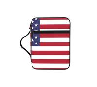 American flag Bible Study Tote Bag with Handles-Water-Resistant Organizer for Church Travel, Pen Holder Tablet Pocket Journal Cover Case