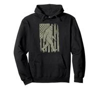 American Flag Bigfoot Tshirt Sasquatch Patriotic USA Fishing Pullover Hoodie