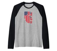American Flag BJJ USA Jiu Jitsu Raglan Baseball Tee